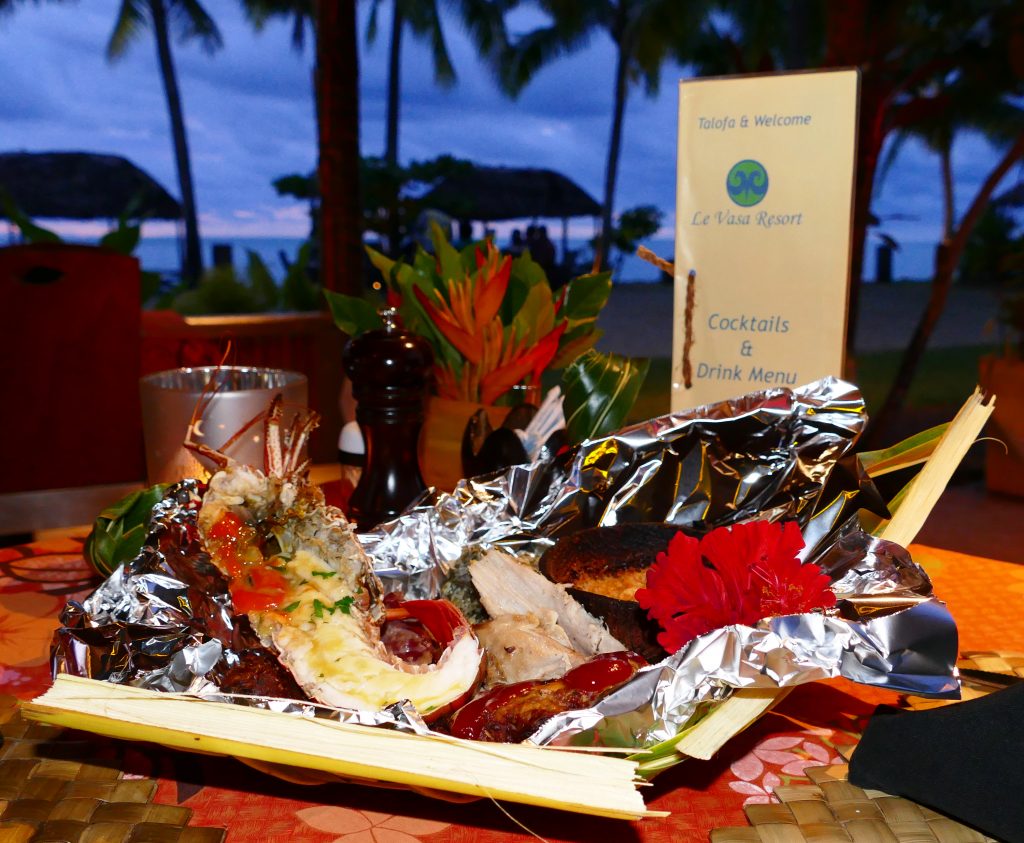 Samoan-food in a mailo at Le Vasa Resort